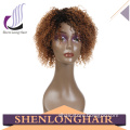 Factory price Omber 1B/30 Afro Kinky Curly Wig, wholesale short human hair wig for black woman , Brazilian lace front wig